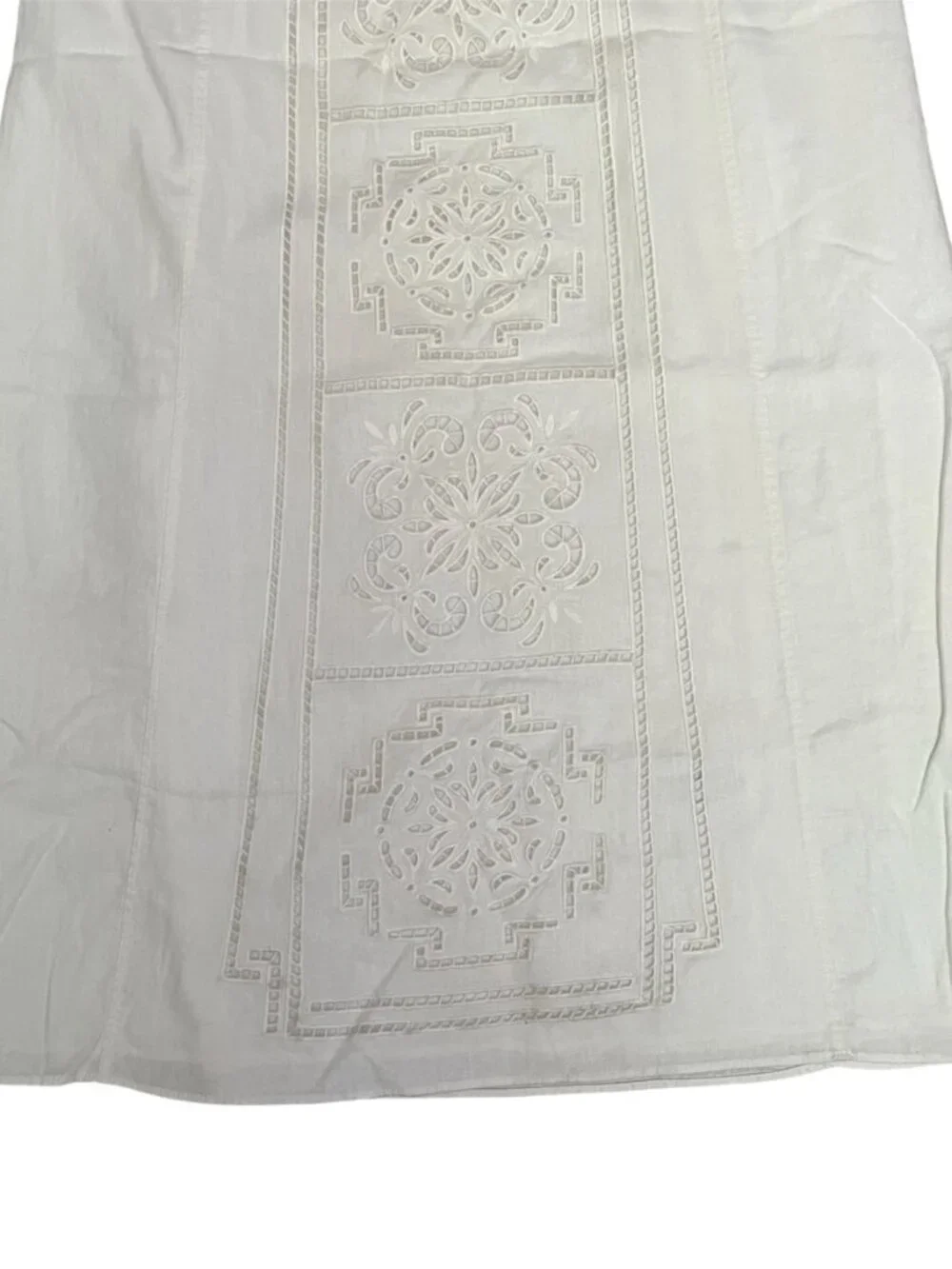 Zara ZW Collection Linen Blend Embroidered Dress Ecru Midi Straight Medium NWT - Picture 4 of 9